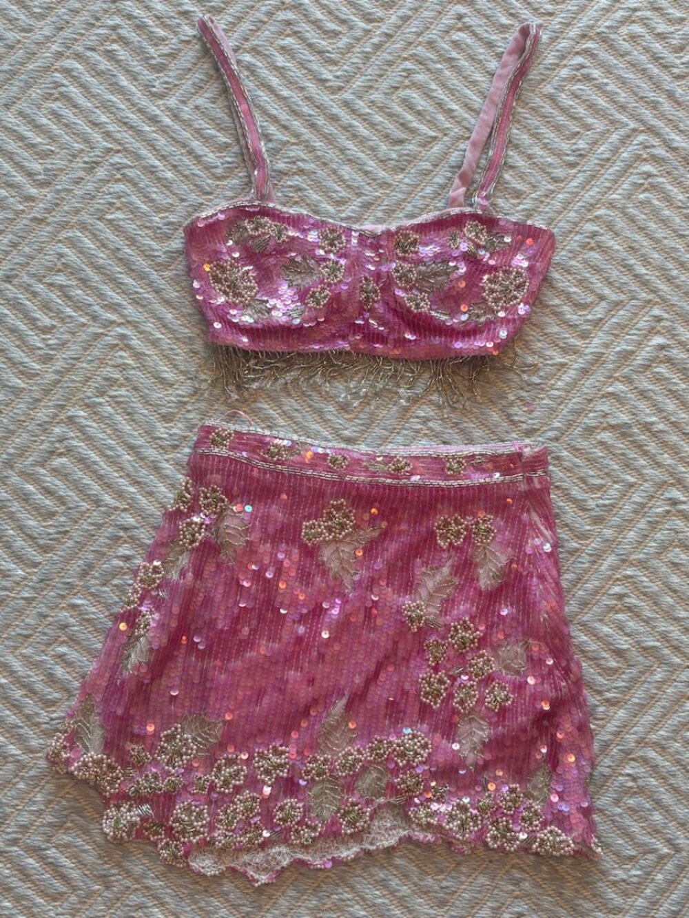 LoveShackFancy Sequin & Beaded Two-Piece Skirt + Top Set ✨ NWOT
